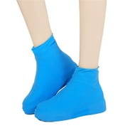 Hovilon Waterproof Silicone Shoe Covers, Reusable Non Slip Overshoes Resistant Rain Boots for Men and Women ,Shoe Protectors for Rain Snowday Desert Beach Muddy Sand Roads Low Cover,Blue-L